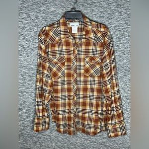 Wrangler Wrancher Pearl Snap Flannel Plaid Shirt XL MTSC011